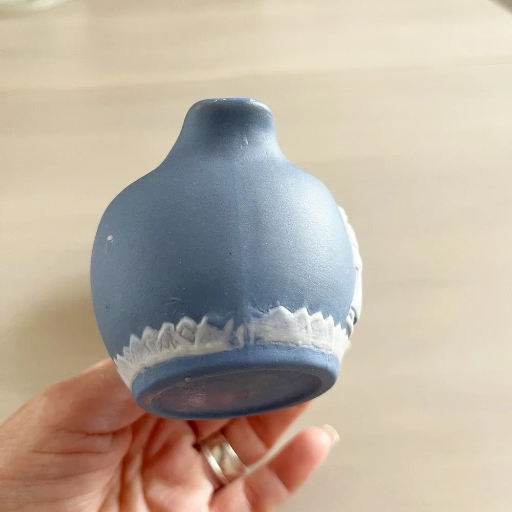 Vintage Wedgwood England Blue Jasperware Creamer and Sugar Bowl Set